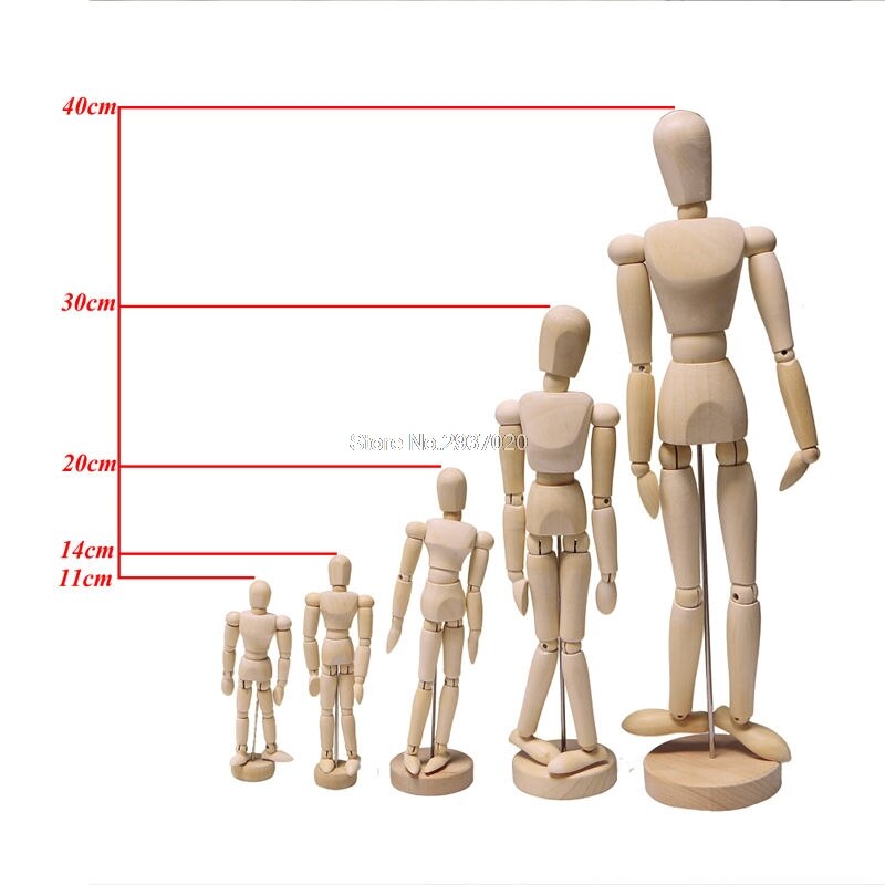 1pc kunstner bevægelige lemmer mandlig træfigur model mannequin kunst klasse skitse