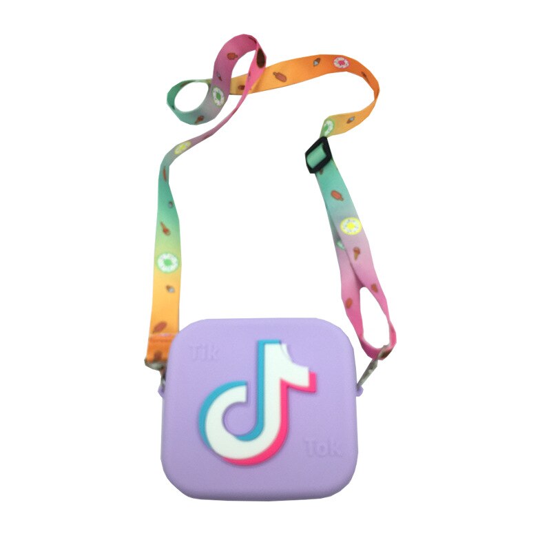 Kinderen Cartoon Tik-Tok Schoudertas Silicone Purse Boodschappers Zakken Handtas Rits Crossbody Tassen Schoudertas Leuke: Purple