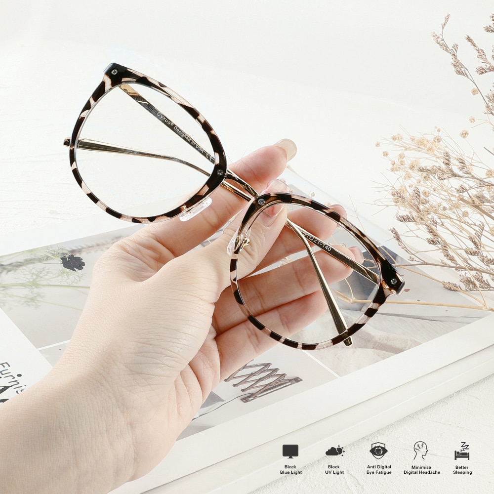 Lunettes d'ordinateur cyxus bloquant la lumière bleue pour femmes et hommes, lunettes anti-fatigue oculaire fashiontr 90 , verres transparents 8169