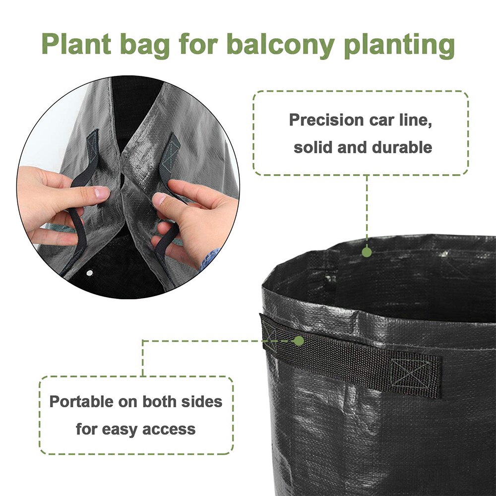 Plante vokse pose kartoffel vokse poser plantning vandtæt pe havearbejde grøntsags planter pose 3/5/7/10 gallon  d30