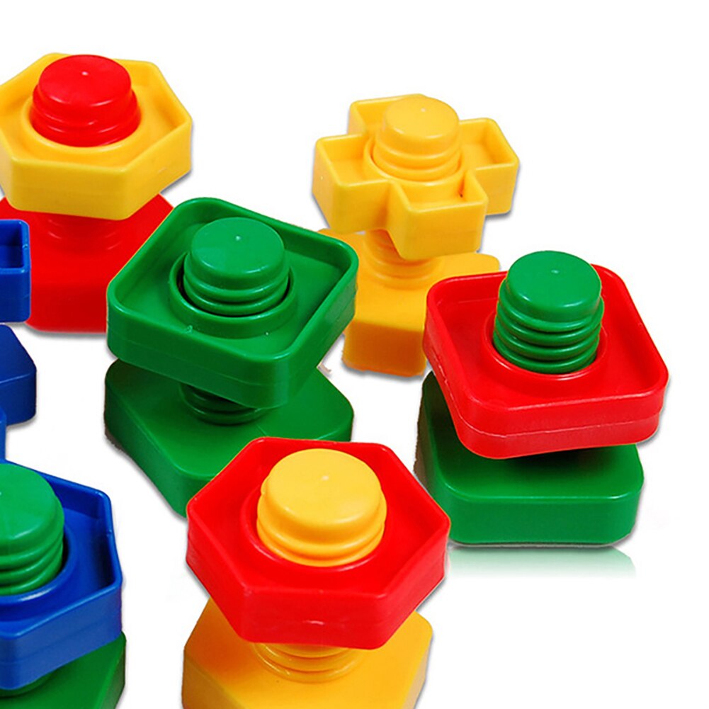 40 stk / sæt 3d farverige skruemøtrikker bolte bygning puslespil intelligent børnelegetøj