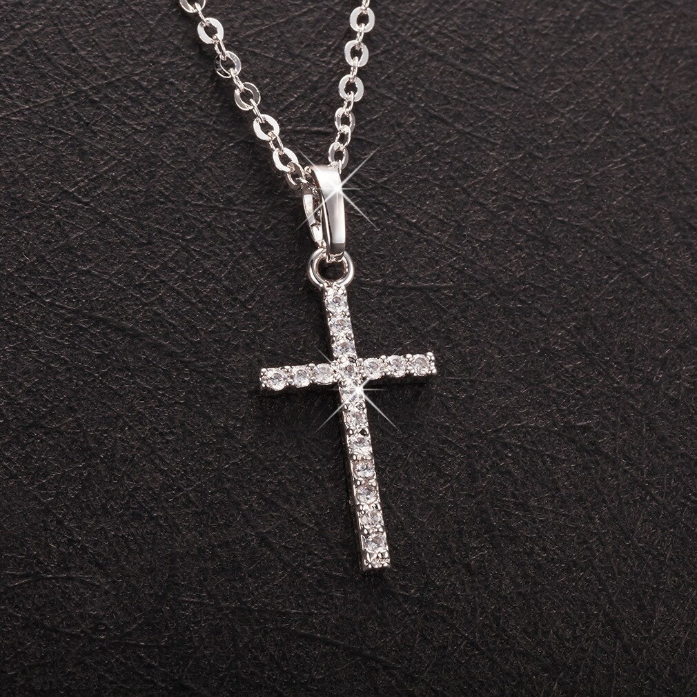 Simple Cross Ketting Goud Zilver Kleur Crystal Jesus Cross Hanger Collier Voor Mannen Vrouwen Paar Sieraden