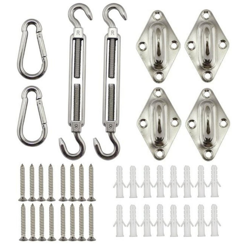 Tensioning Screws Snap Hooks Wall Bracket Awning Attachment Set Kit Privacy Screen Assembly Material Complete Set: 6MM