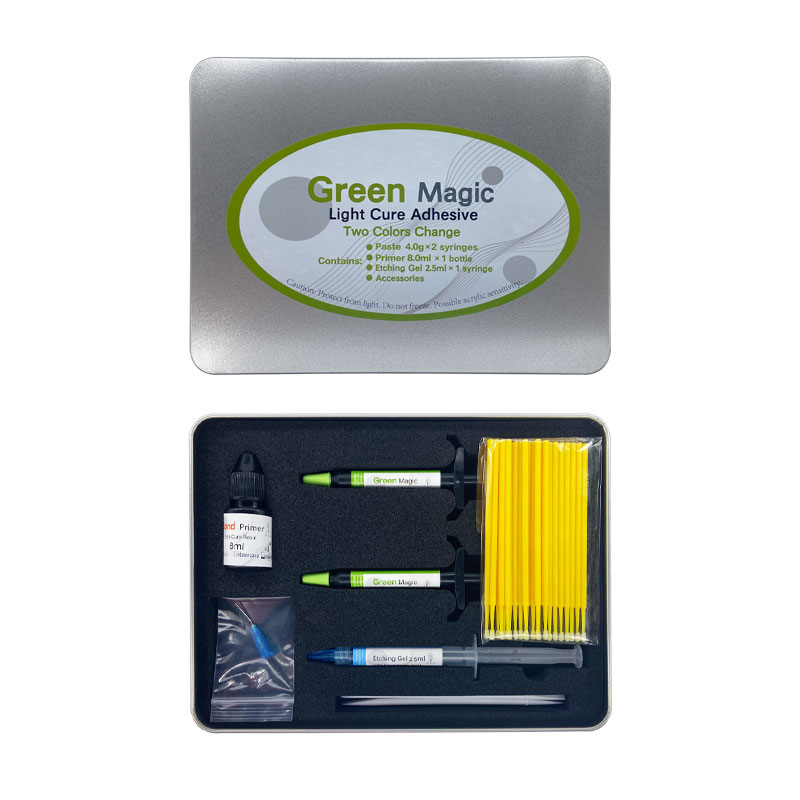 Adhesivo de ortodoncia Dental, Kit de pegamento de curado automático/ligero para soportes de ortodoncia, pegamento azul, sistema de unión directa de odontología