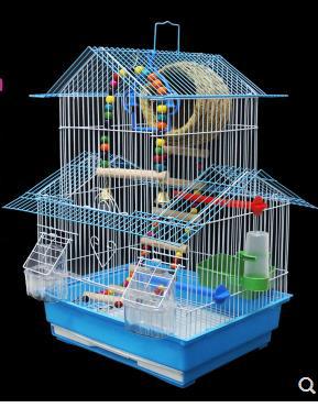 Parrot bird cage peony xuanfeng large villa cage wen bird pearl trumpet iron metal bird: 34x28x54cm   4