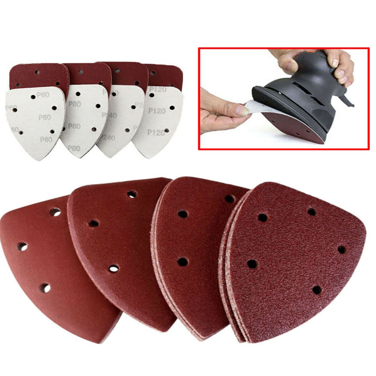 40pcs Grit 14cm Sander Pads Sanding Sheets Discs Self-adhesive Pads Mixed 40 80 120 240
