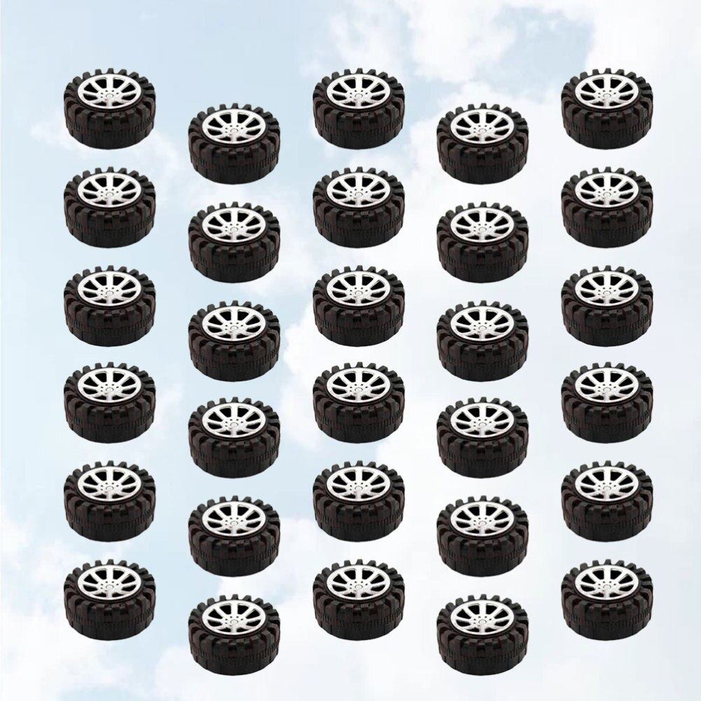 30 Pcs Wheels Model Decorative Durable Wheels DIY Painting Adornment Car Acessories for Kids DIY Craft