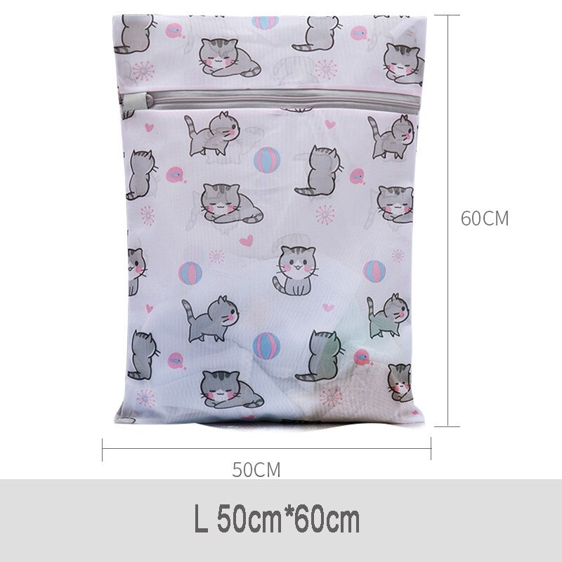 Polyester Printing Mesh Laundry Bag Underwear Bra Socks Washing Bag Washing Machine Foldable Laundry Organizer for Dity Clothes: L 50-60cm