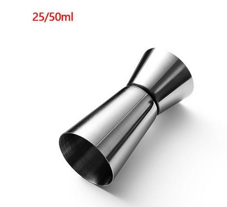 15/30ml 25/50ml Stainless Steel Bar Measure Cup Cocktail Shaker Dual Shot Drink Spirit Measure Jigger Kitchen Gadgets Tools: 25 and 50ml