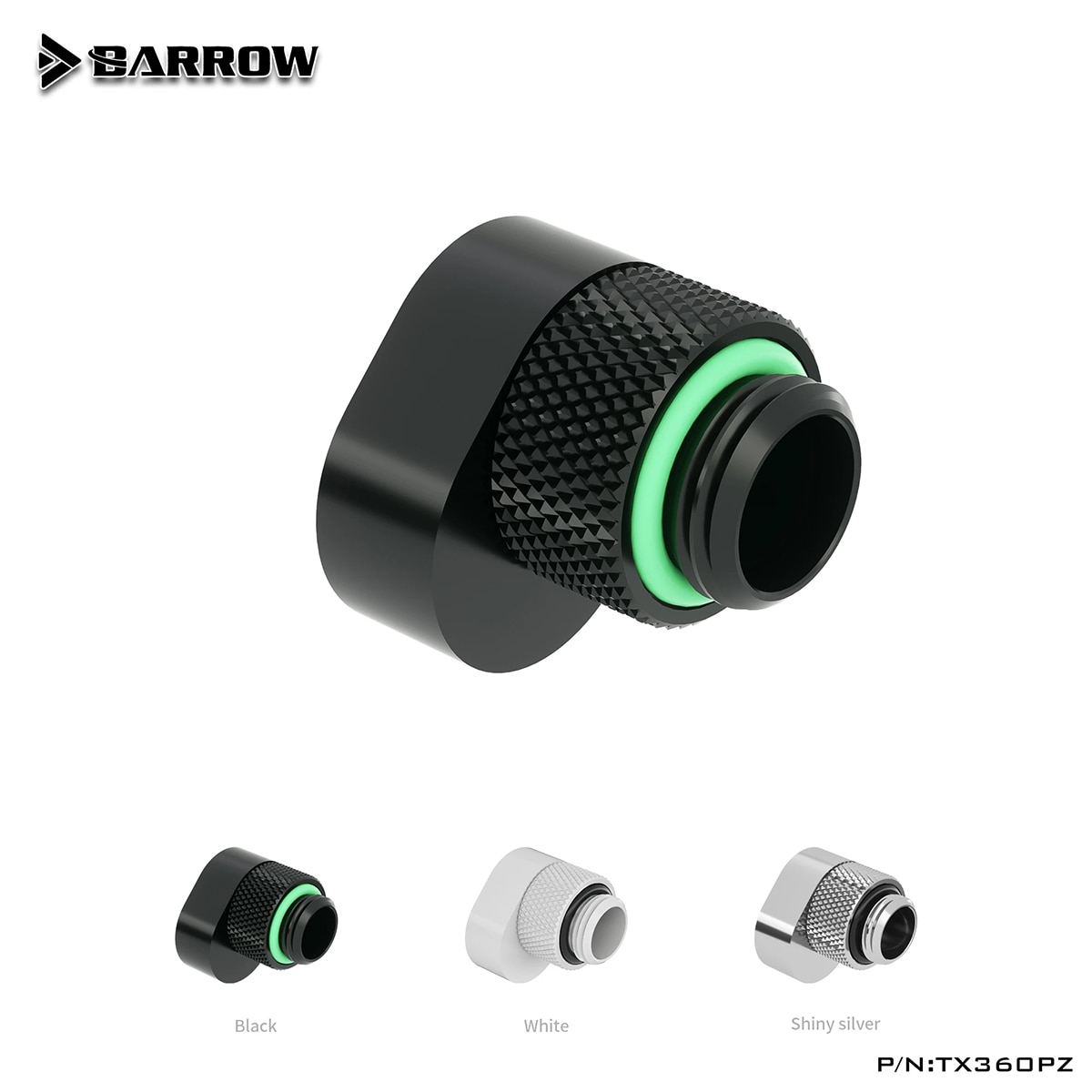 Barrow G1/4" 360° Rotary Offset Adapter Male to Famale 6mm Fitting for Computer Water Cooling System(Mini Pom Fittings)