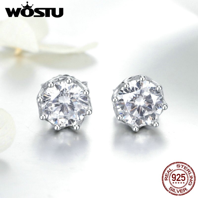 WOSTU Echt 100% 925 Sterling Silber Funkelnden Licht Zucht Ohrringe Für Frauen Engagement Hochzeit Frische Schmuck CQE499