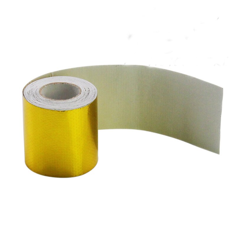 Gold 2'' Thermal exhaust Tape Air Intake Heat Insulation Shield Wrap Reflective Heat Barrier Self Adhesive Engine 2 Inch 5M