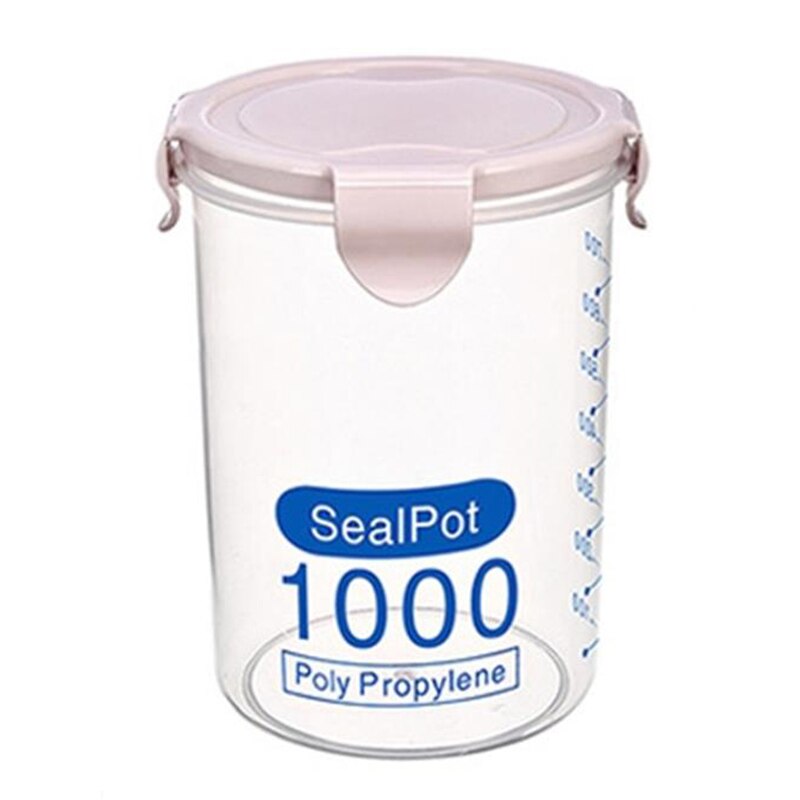 600-1500ml Food Storage Container Kitchen Refrigerator Food Noodle Sealing Box Preservation Fresh Pot Tank Boxes Organizer: pink- 1000ml