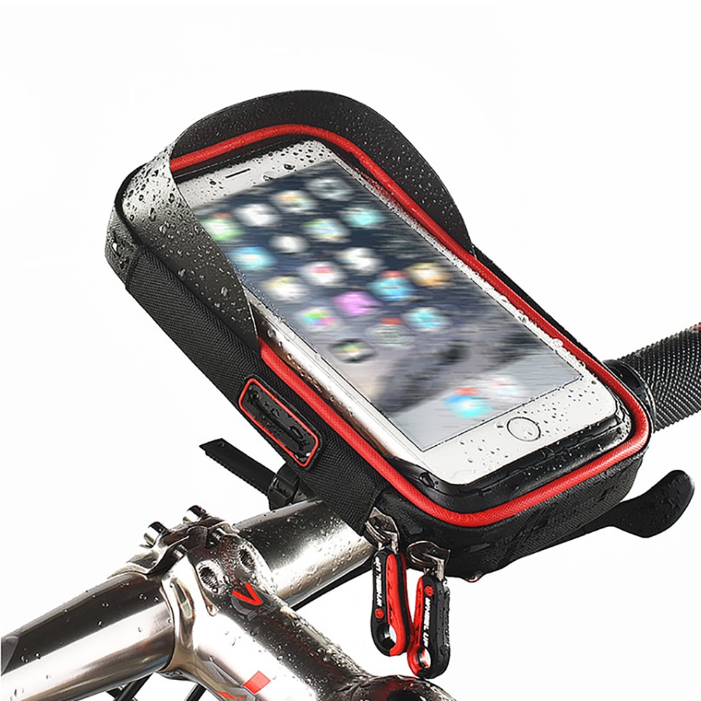 6 inch Fiets Mobiele Telefoon Houder Waterdicht Bike Case Stand Motorfiets Stuur Mount Tas voor iphone Samsung HUAWEI xiaomi: Rood