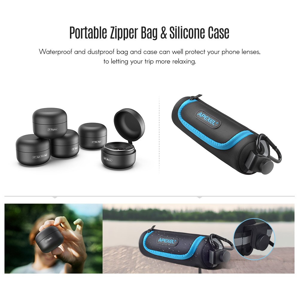 5in1 Hd Mobiele Telefoon Lens Set Fisheye 110 ° Groothoek 170 ° Super Groothoek 10x Macro-2x telelens 195 ° Lens Voor Iphone