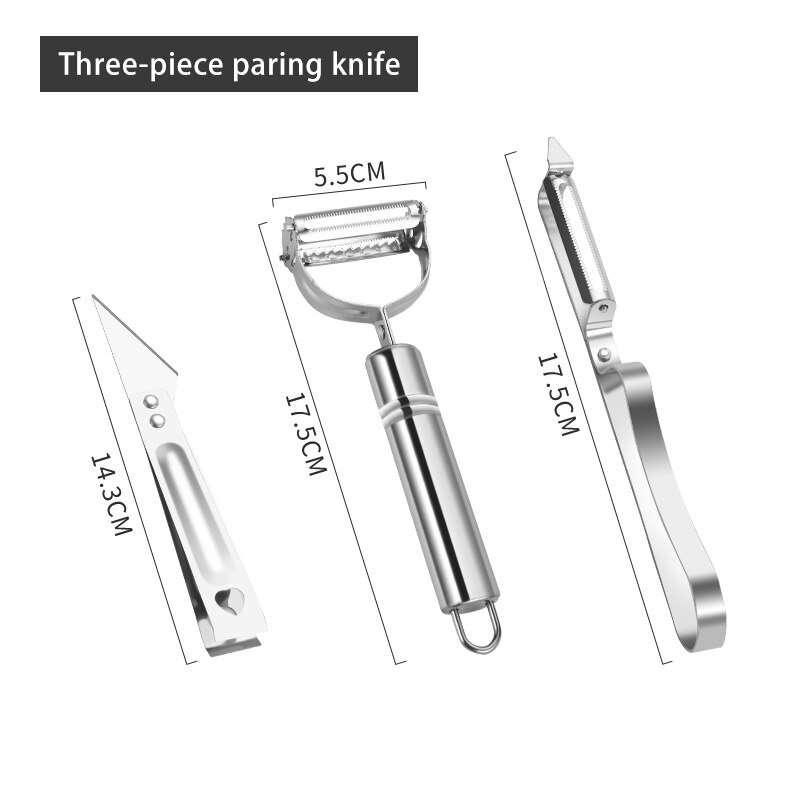 WORTHBUY 3 Pcs/Set Multifunctionele Fruit Dunschiller Rvs Groente Rasp Slicer Dunschiller Keuken Gadgets: Default Title