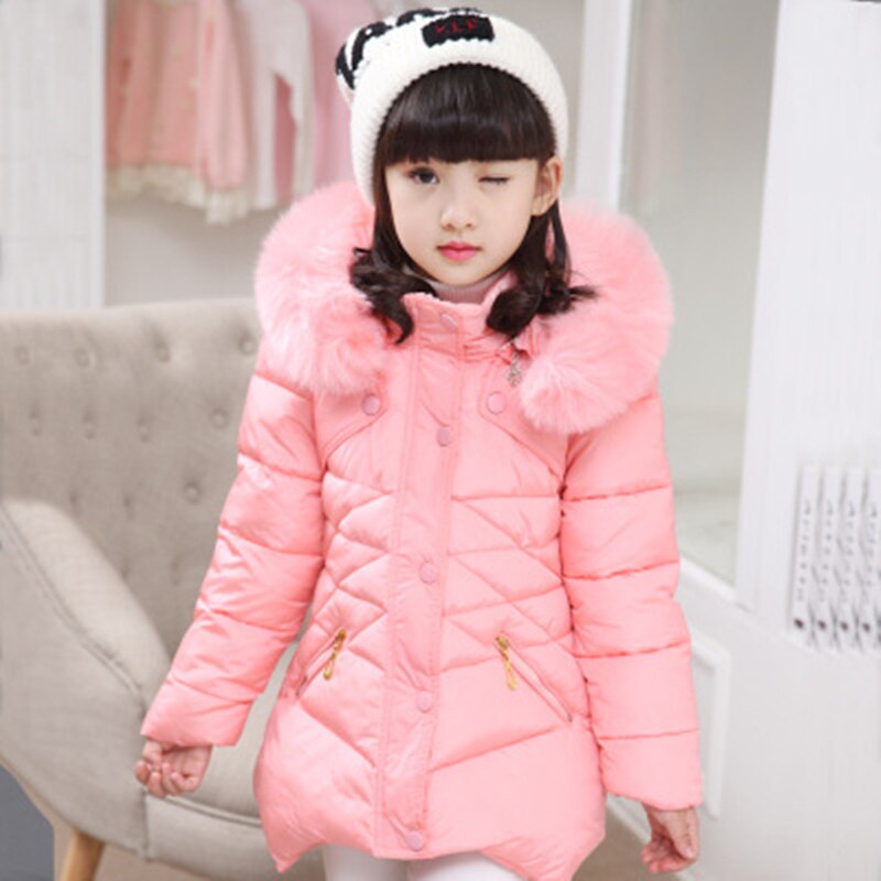 Meninas casacos de inverno moda algodão acolchoado pele com capuz parka crianças engrossar quente outwear roupas crianças jaquetas 5 7 9 11 12 anos