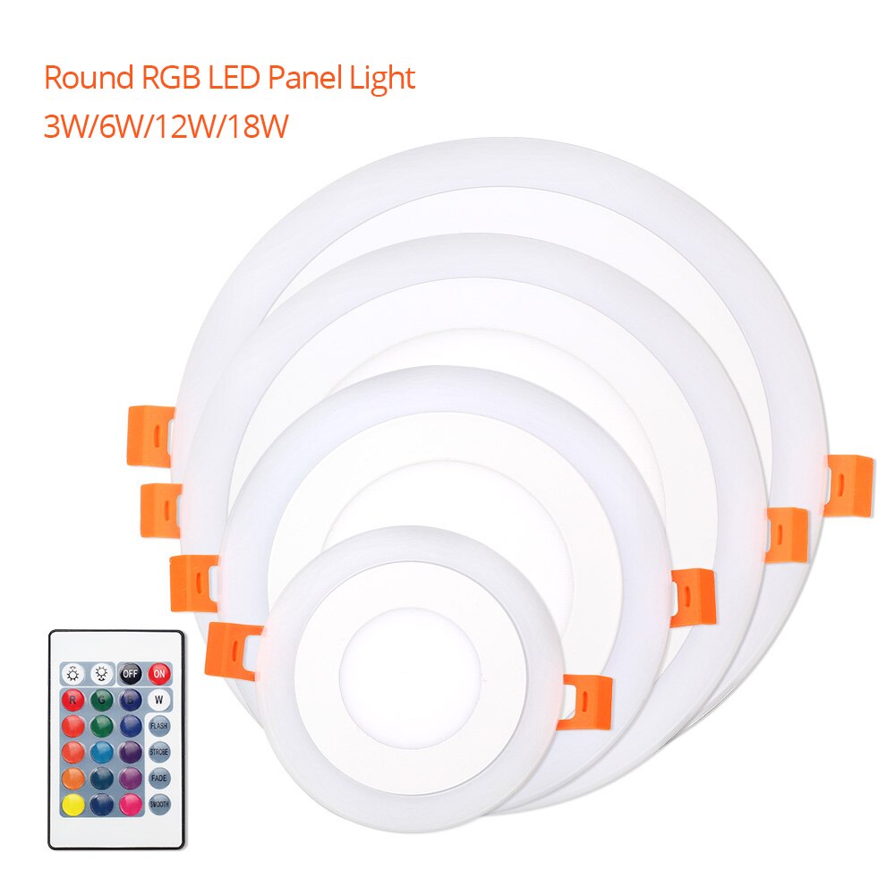 Panel led rgb dæmpbar ultra tynd forsænket led aluminium rund led panel lys 3w 6w 12w 18w 220v 110v til indendørs loftspanel