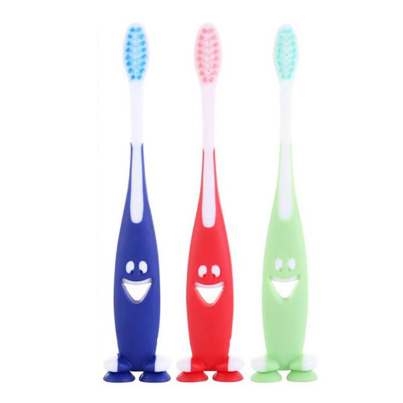 3pcs/Set Ultra Soft Bristles Kids Cartoon Smile Antibacterial Toothbrushes