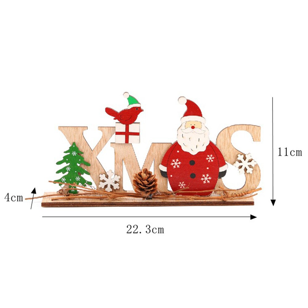 Creatieve Houten Engels Brief Kerstman Sneeuwpop Mini Kerst Ornament Speelgoed Woondecoratie Accessoires