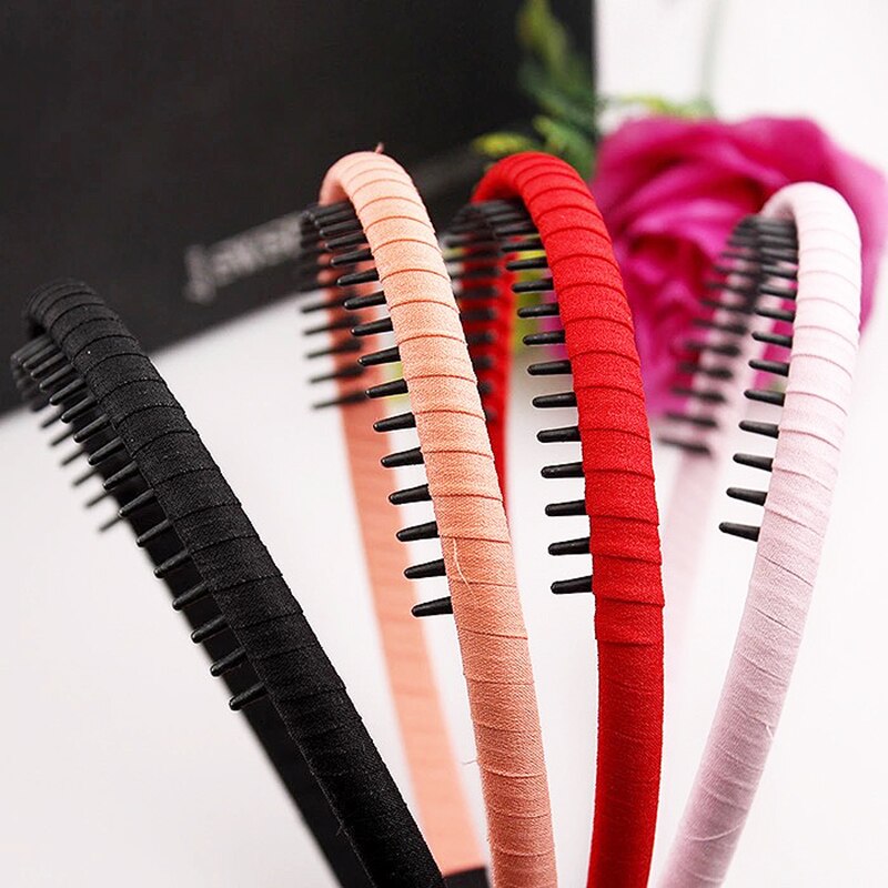 Women Girls Headdress Solid Cloth Headband Wrap Hair Hoop Bezel With Teeth Female Hair Accessories Hairband Headwear