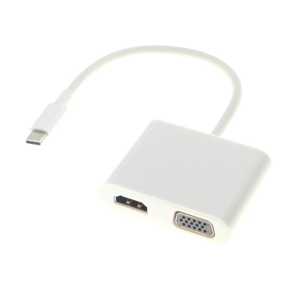 2-in-1 Docking Bahnhof Typ C Zu Hdmi-kompatibel Vga Anzeige Konverter Kabel Computer Zubehör