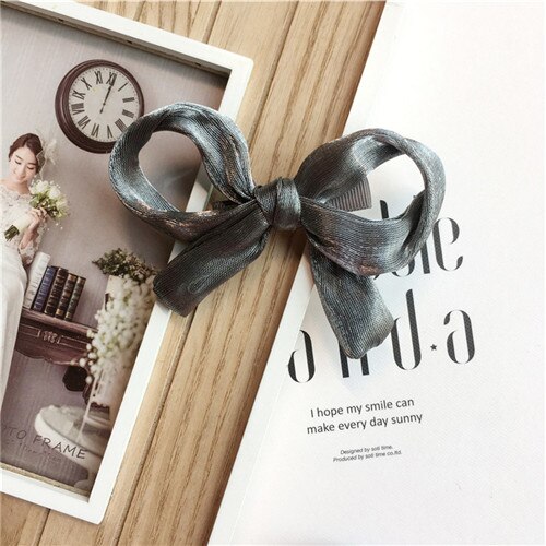 EnkeliBB de 10*7cm pasadores de pelo para bebés y niñas de con moño Clips para el pelo para niñas de estilo dulce para niños todos los accesorios: Gray