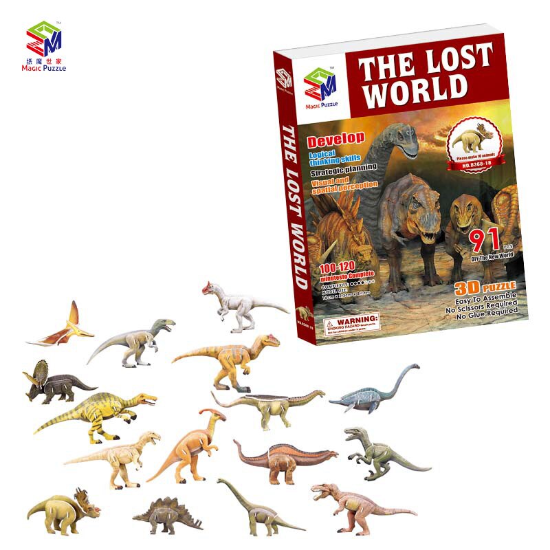 Drie-Dimensionale Kartonnen Building Model Set 3D Puzzel Vliegtuig Dier Dinosaurus Brandweerwagen Educatief Speelgoed Voor Kinderen Jigsaw: B368-18