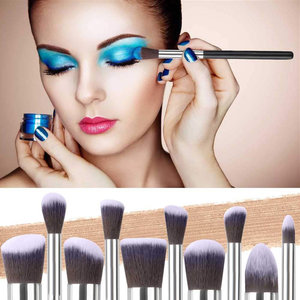 10Pcs Makeup Brush Set Professionele Make-Up Kwasten Powder Foundation Brush Oogschaduw Cosmetica Zachte Borstels Met Fift Schoonheid Ei