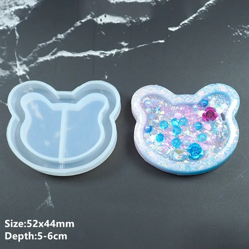 Shaker moldes de silicona resina epoxi oso estrella paleta Shaker molde llavero encantos molde brillante DIY joyería herramienta artesanal: Rojo