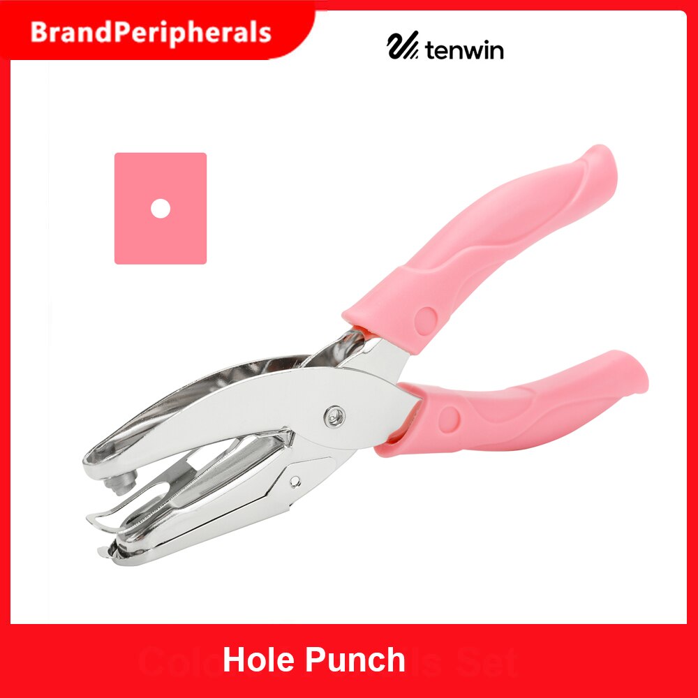 Tenwin Handheld Een-Perforator Enkele Perforator Heavy Duty 8 Vel Capaciteit Voor Bindmiddel Notebook Wenskaarten Plakboek