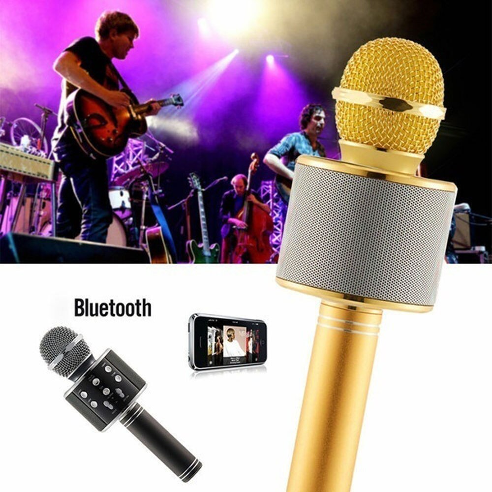 WS858 Wireless Bluetooth Koraoke Microphone Home Party Portable Handheld Mic Speaker Conderser Microphone for Android/iPhone/PC