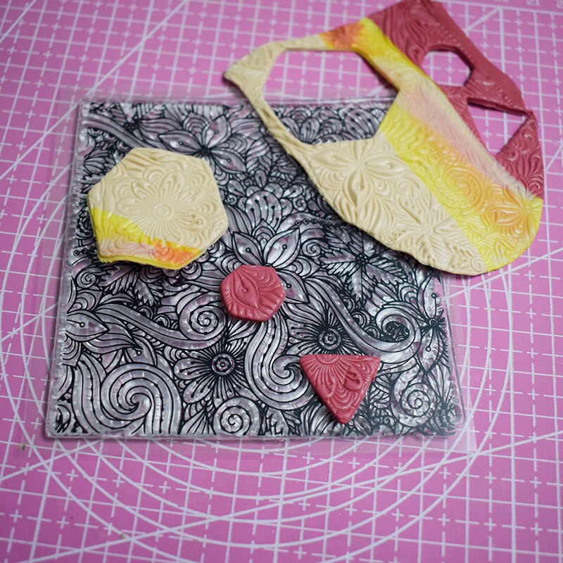 Polymer Ton Textur Stempel Blätter Linderung matt Wolke/Blume/Wasser fließen/Welle/Mandala aufbringen DIY individuelle Keramik Handwerk