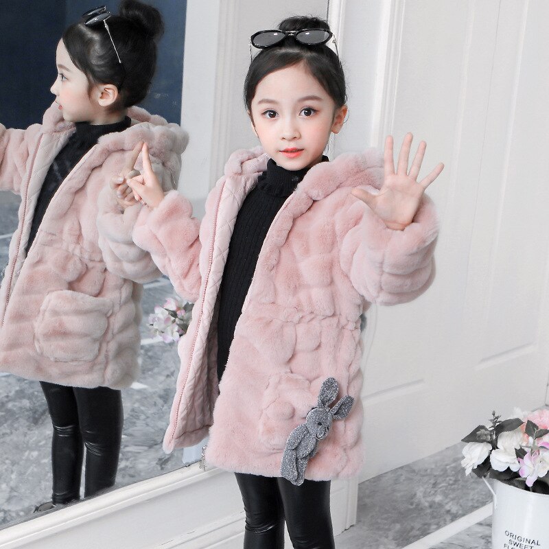 Meisjes Winter Jassen Winter Kinderen Mode Kleding Baby Meisjes Faux Fur Tops Wollen Jas Kinderen Meisjes Wollen Jas faux Bontjas