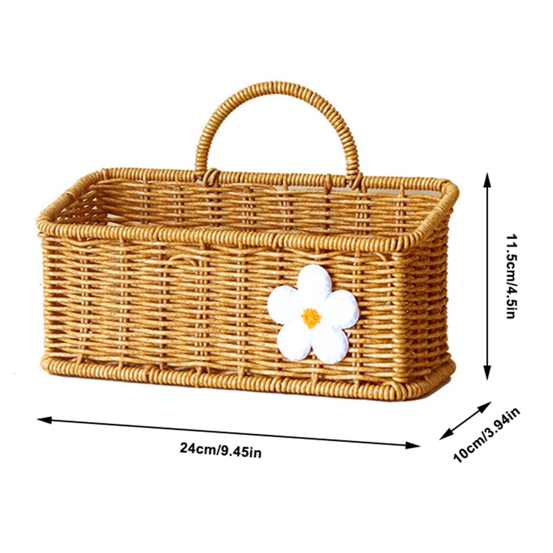 Woven Wall Baskets for Storage Plastic Imitation Ratten Organizing Tray for Home Kitchen Bathroom Farmhouse: Light Grey