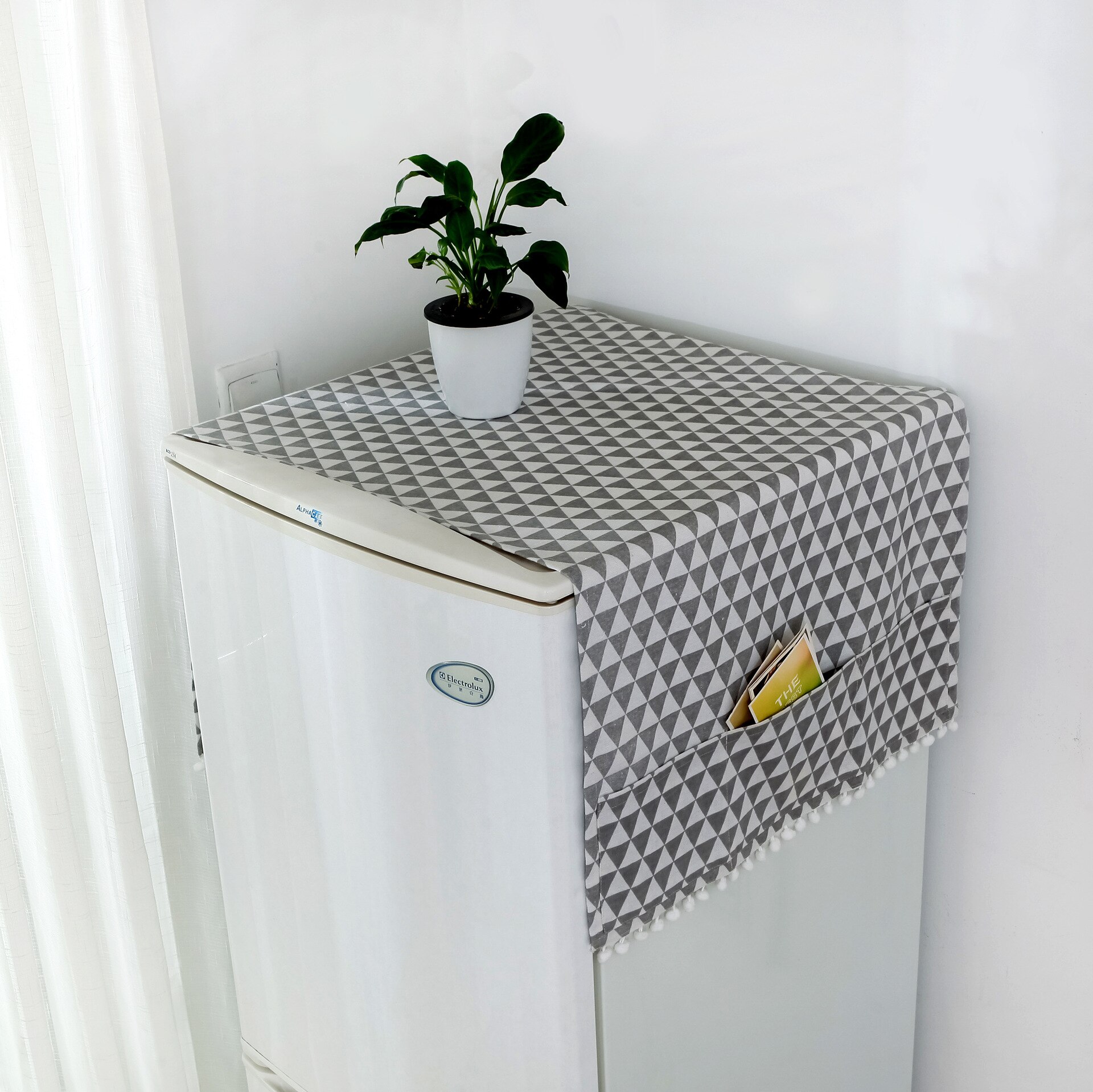 Geométrico geladeira pano única porta geladeira capa de poeira pastoral dupla aberta toalha máquina lavar roupa capa toalha 1pcs: 1