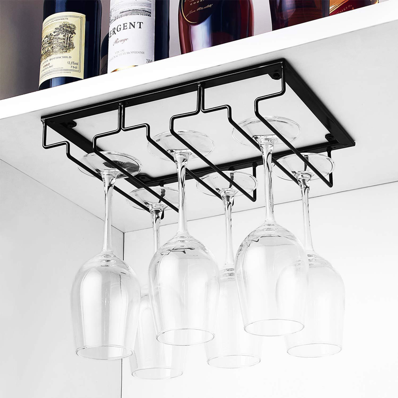 Estante para copa de vino de bajo-Soporte de copas y vasos copa de vino de Metal organizador de almacenamiento de gafas percha para cocina y Bar 3/4/5 filas