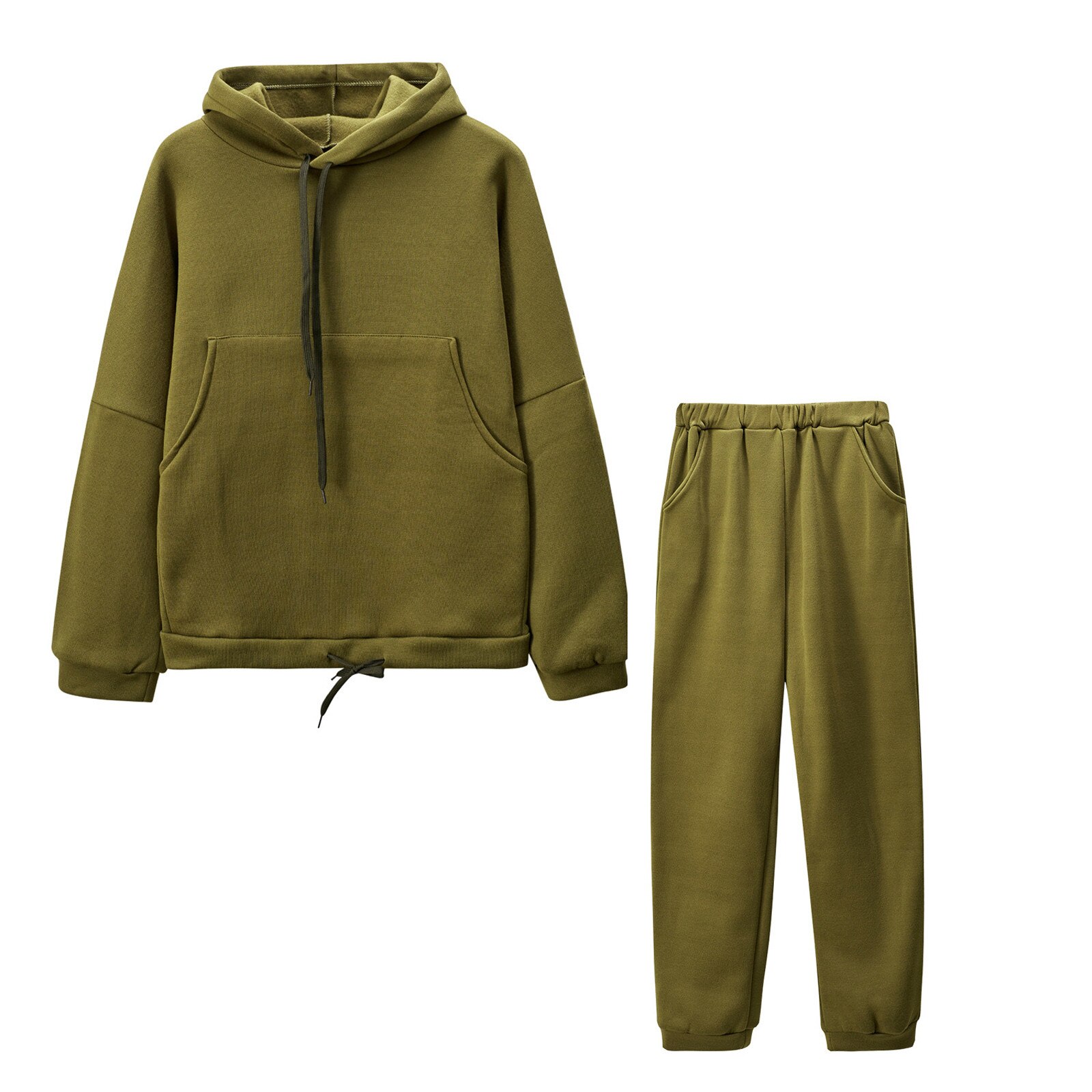 Women's Casual Tracksuits Long Sleeve Plus Size Solid Colors Hooded Hoodies Long Pants Trousers Outdoor Sports Suit#g4: S / Green