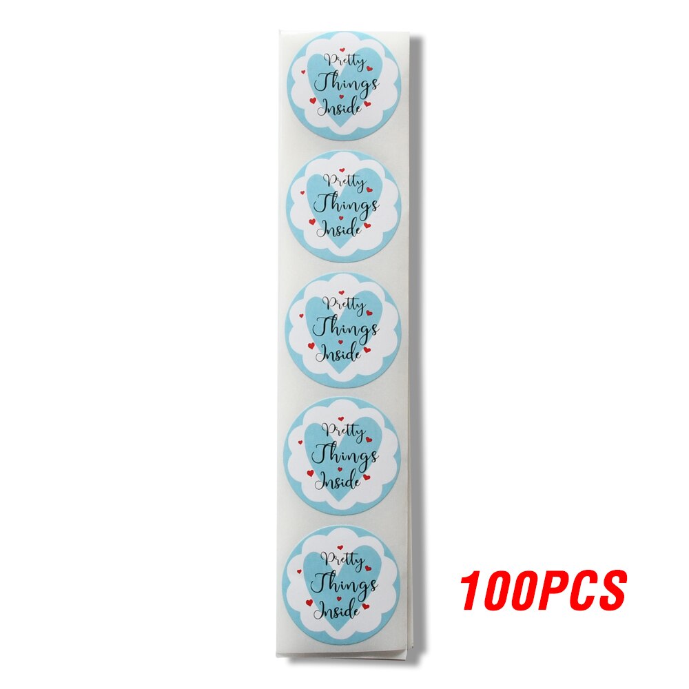 100-500pcs Round "Pretty Things Inside" Stickers Seal Labels Baby Shower Decor Baking Package Envelope Stationery Sticker: QY643-100pcs