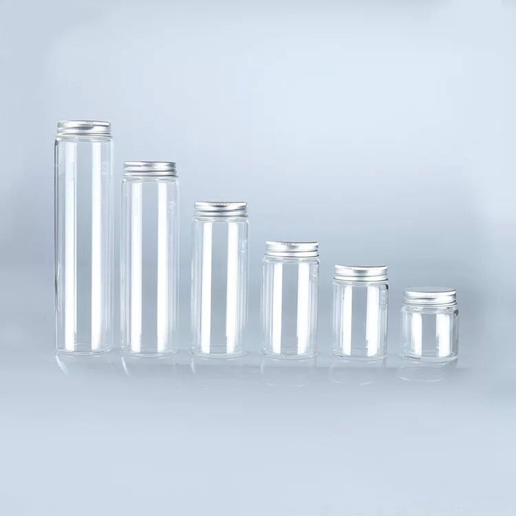 1 st. 50/90/120/150/200/240ml glazen flessen opslagpotten met zilveren/gouden dop thuis opslag voedsel flessen potten organisatie decoratie
