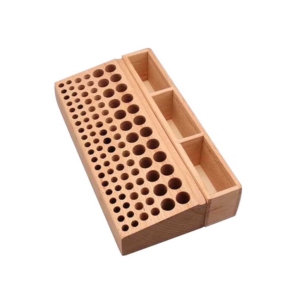 Workroom Multi Holes DIY Storage Organizer Woodworking Free Standing Home For Drill Bits Beech Leather Craft Tools Holder