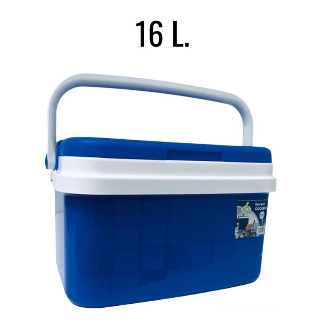 KROWN - Nevera Portátil Térmica, Azul y Blanco, Polipropileno, Ideal Para Actividades al Aire Libre en el Jardín, Camping, Barbacoas, Pícnic, Playa. Capacidad - 10 Litros / 16 Litros / 25 Litros / 32 Litros: Nevera 16L Azul
