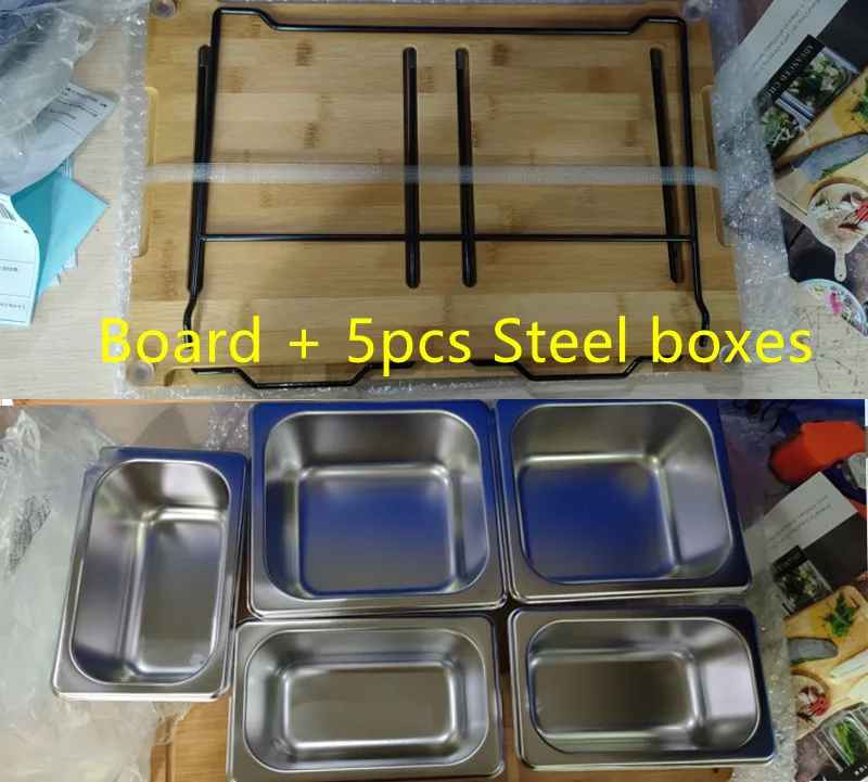 Bamboo Cutting Board for Kitchen, Wood Chopping Board, Bamboo Board with Tray, Chopping Board with Stainless Steel Juice Catcher: Blue