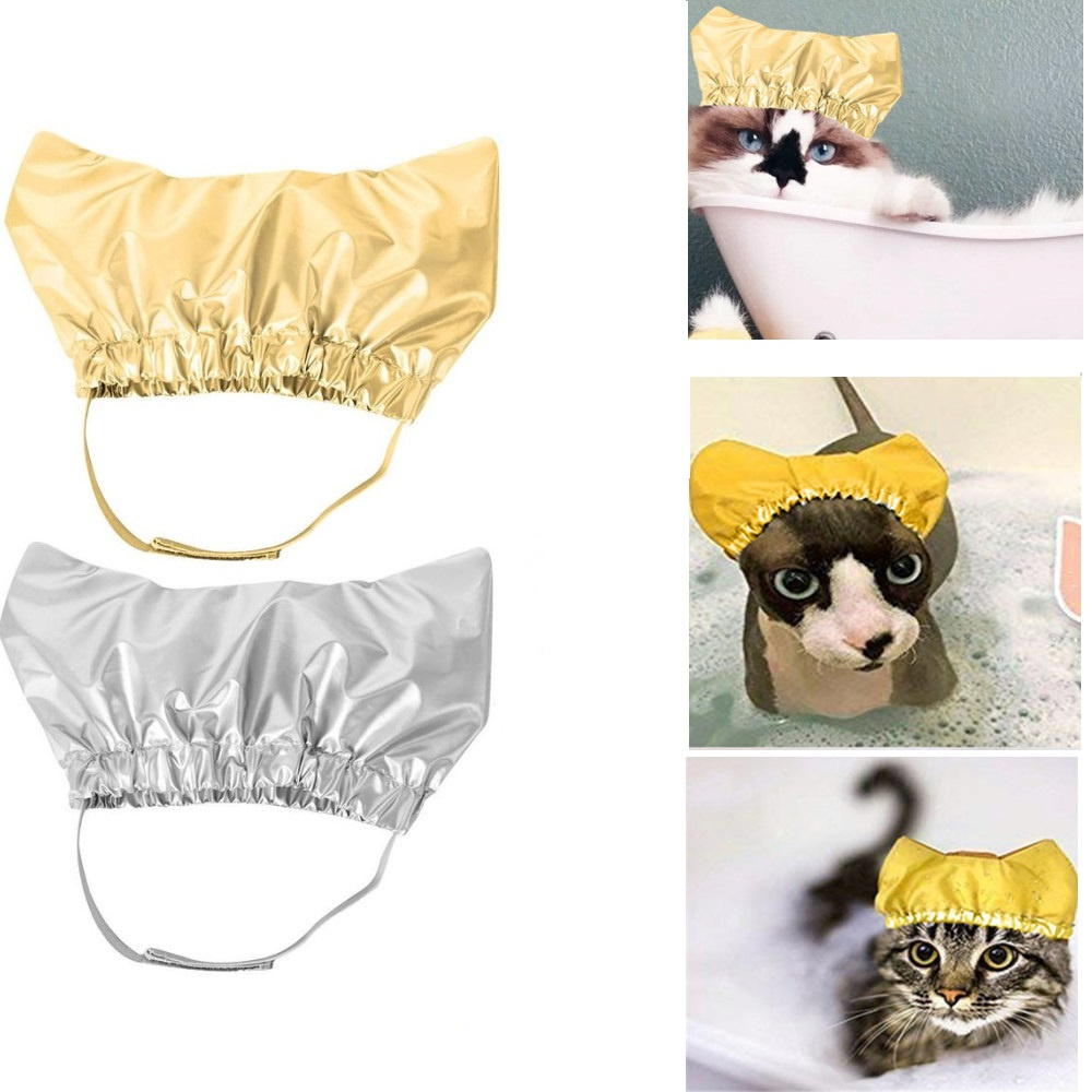 Gorro de ducha para gatos, capucha de agua antiorejas, impermeable, ajustable, a prueba de orejas, para baño, SUMINISTROS DE ASEO para mascotas