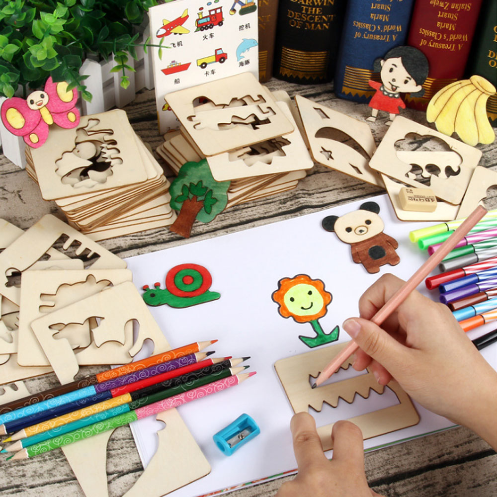 100Pcs Del Bambino Giocattoli Giochi Di Disegno Da Colorare Per Bambini Creativo Doodles Early Learning Education Giocattolo Della Ragazza del Ragazzo Imparare Strumenti di Disegno