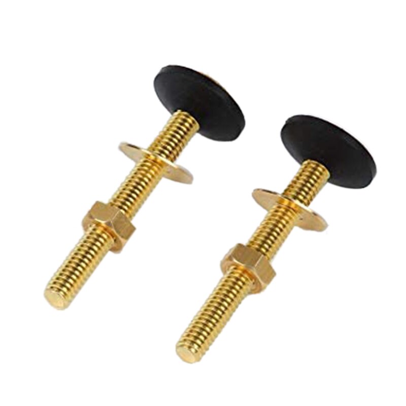 2 PCS Toilet Bolt Brass Toilet Tank Screw Fixing Bolt Heavy Duty Bolt with Waterproof Rubber Gasket and Brass Gasket