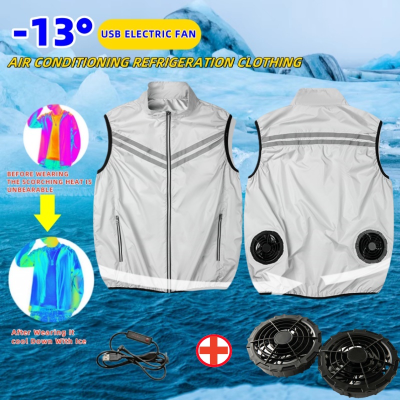 Summer Cooling Fan Vest Men's USB Air Conditioner Jacket Refrigeration Clothes Travel Ultra Light Outdoor Sun Sleeveless Vests