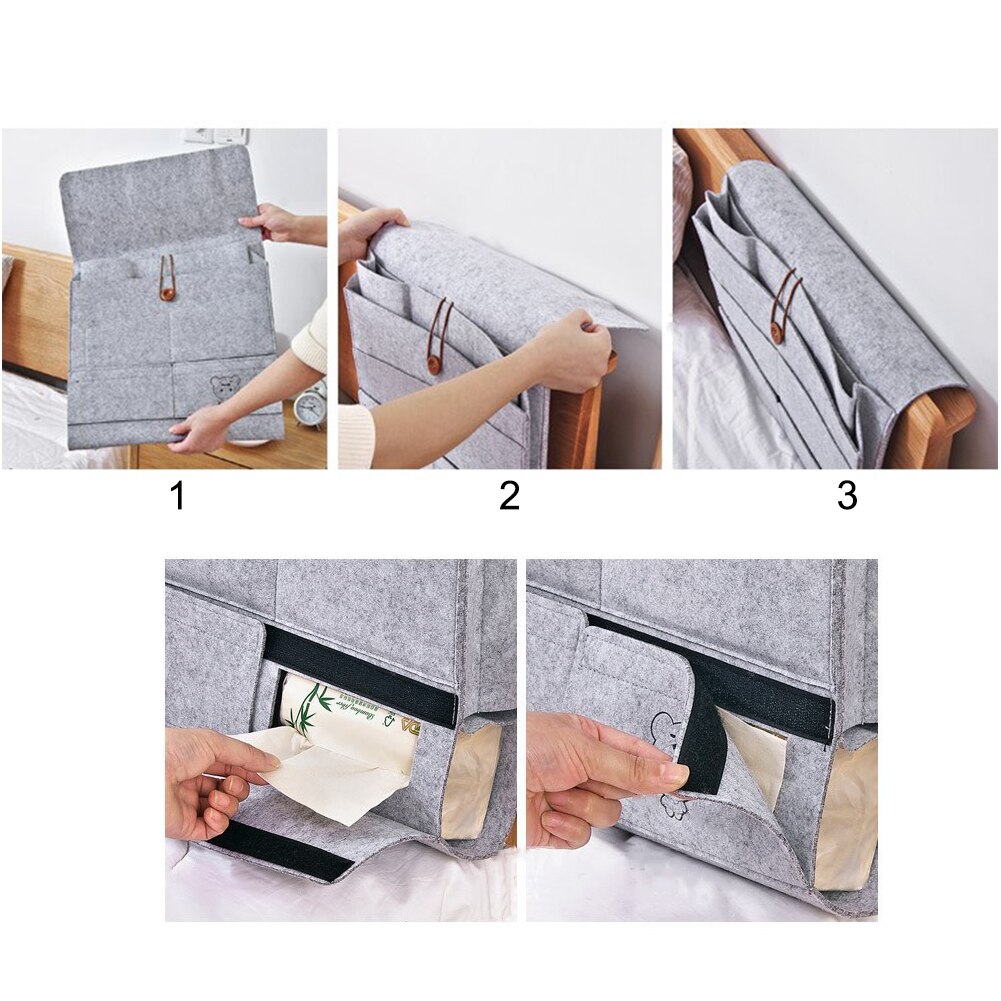 Poche de chevet feutre rangement organisateur lit bureau sac canapé TV télécommande suspendu canapé ménage lit support poches