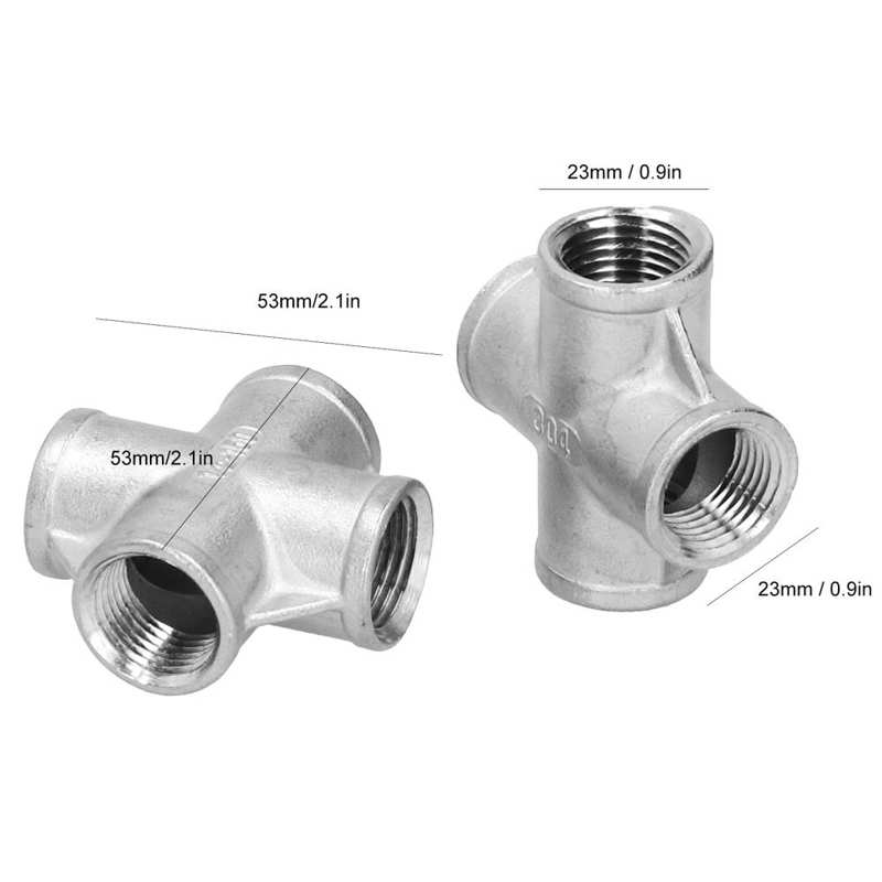 Facile À Installer 4 ‑Way Connecteur Connecteur de Tuyau 1/2In Fil Résistant À L'abrasion 4 ‑Way Joint pour Domestique