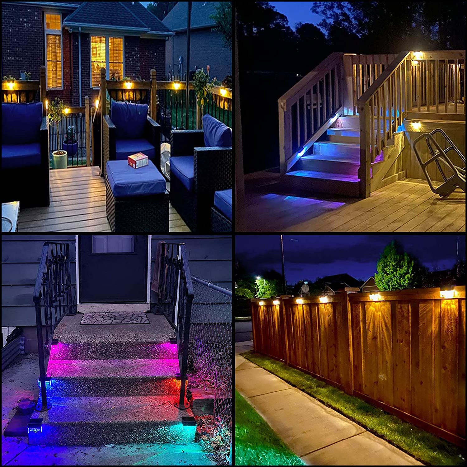 LED Solar Light Deck Light Outdoor Waterproof LED Fence Light for Steps, Courtyards, Railings, Walls, Warm White/color Change